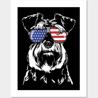 Proud Miniature Schnauzer American Flag patriotic dog Posters and Art